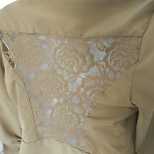 C'est Toi cropped lace back inset camel color lightweight jacket/blazer